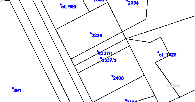 Parcela st. 2337/1 v KÚ Třebechovice pod Orebem, Katastrální mapa