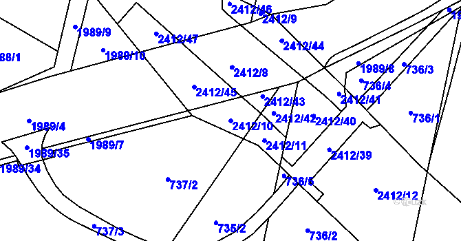 Parcela st. 2412/10 v KÚ Třebechovice pod Orebem, Katastrální mapa