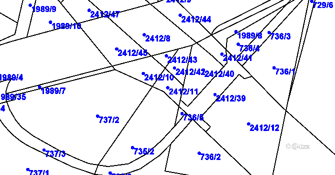 Parcela st. 2412/11 v KÚ Třebechovice pod Orebem, Katastrální mapa