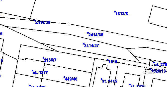 Parcela st. 2414/37 v KÚ Třebechovice pod Orebem, Katastrální mapa