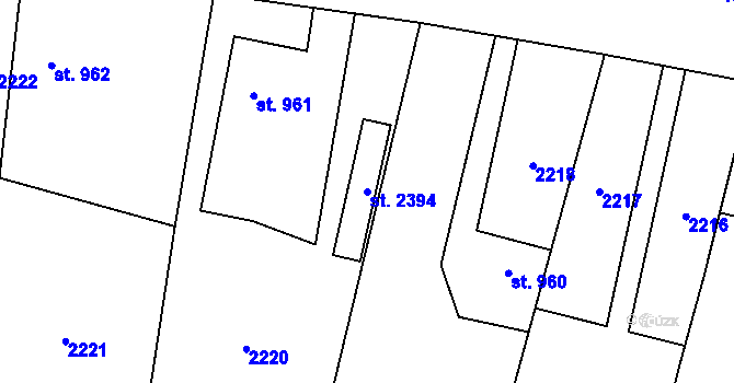 Parcela st. 2394 v KÚ Třebechovice pod Orebem, Katastrální mapa