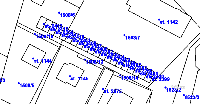 Parcela st. 2405 v KÚ Třebechovice pod Orebem, Katastrální mapa