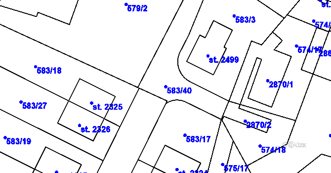 Parcela st. 583/40 v KÚ Třebechovice pod Orebem, Katastrální mapa