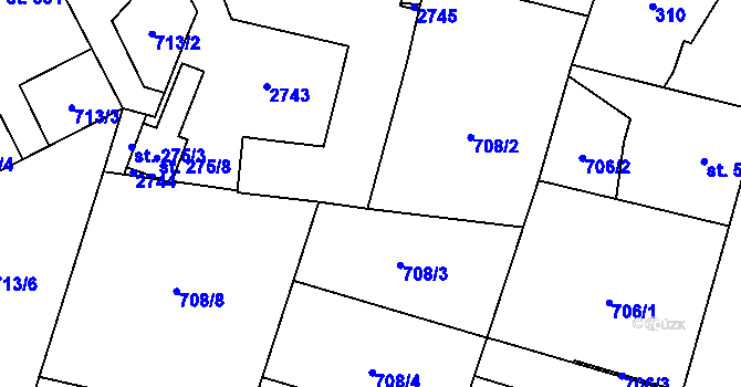 Parcela st. 275/10 v KÚ Třebechovice pod Orebem, Katastrální mapa