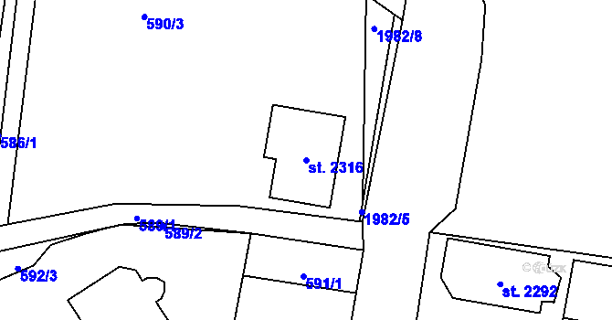 Parcela st. 2316 v KÚ Třebechovice pod Orebem, Katastrální mapa