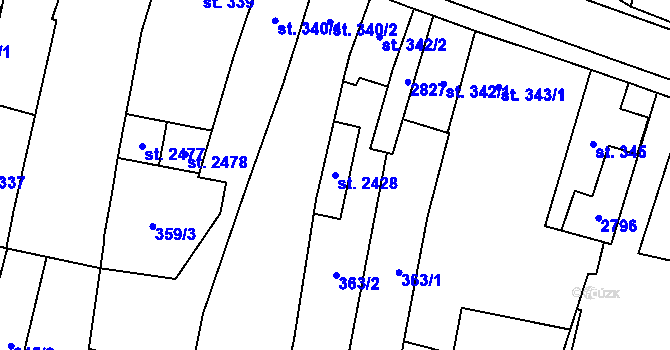 Parcela st. 2428 v KÚ Třebechovice pod Orebem, Katastrální mapa