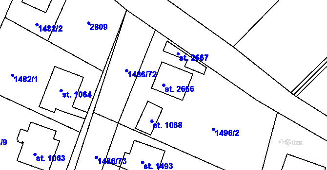 Parcela st. 2666 v KÚ Třebechovice pod Orebem, Katastrální mapa