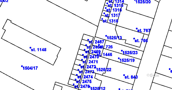 Parcela st. 2468 v KÚ Třebechovice pod Orebem, Katastrální mapa