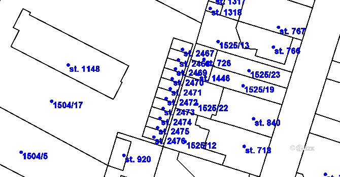 Parcela st. 2471 v KÚ Třebechovice pod Orebem, Katastrální mapa