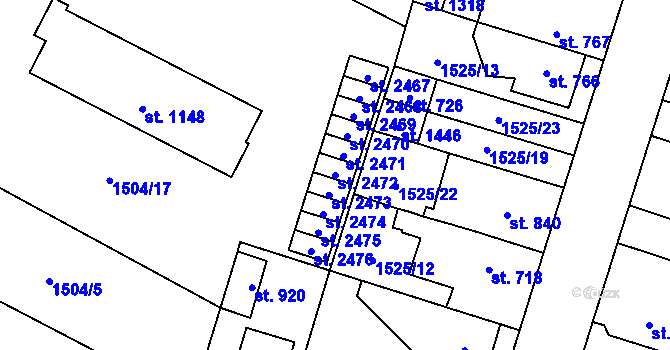 Parcela st. 2472 v KÚ Třebechovice pod Orebem, Katastrální mapa
