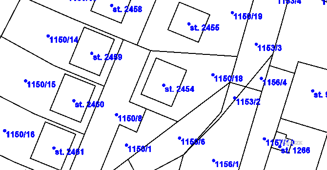 Parcela st. 2454 v KÚ Třebechovice pod Orebem, Katastrální mapa