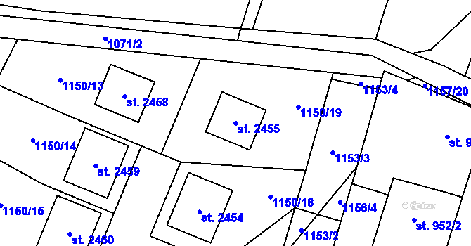 Parcela st. 2455 v KÚ Třebechovice pod Orebem, Katastrální mapa