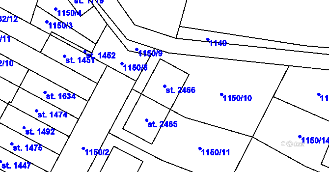 Parcela st. 2466 v KÚ Třebechovice pod Orebem, Katastrální mapa