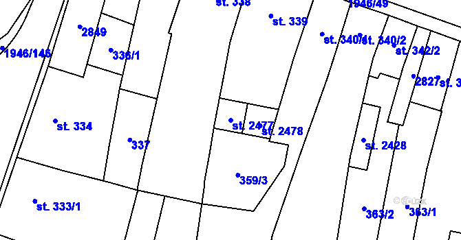 Parcela st. 2477 v KÚ Třebechovice pod Orebem, Katastrální mapa