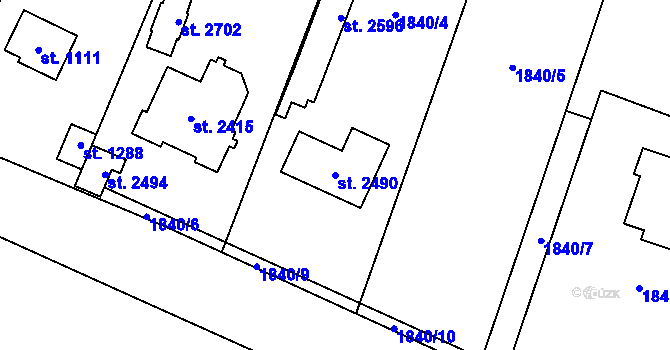 Parcela st. 2490 v KÚ Třebechovice pod Orebem, Katastrální mapa