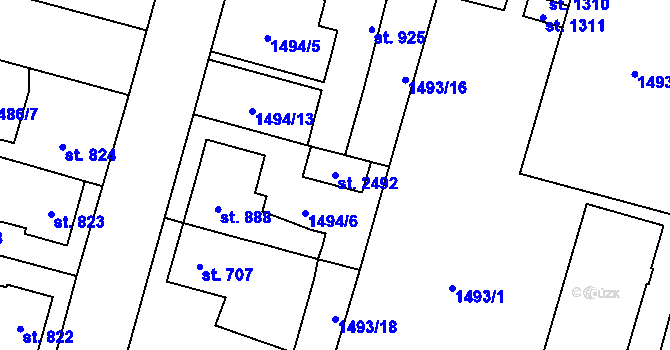Parcela st. 2492 v KÚ Třebechovice pod Orebem, Katastrální mapa