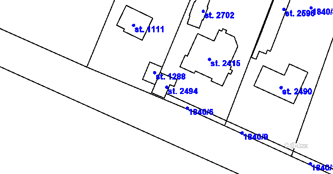 Parcela st. 2494 v KÚ Třebechovice pod Orebem, Katastrální mapa