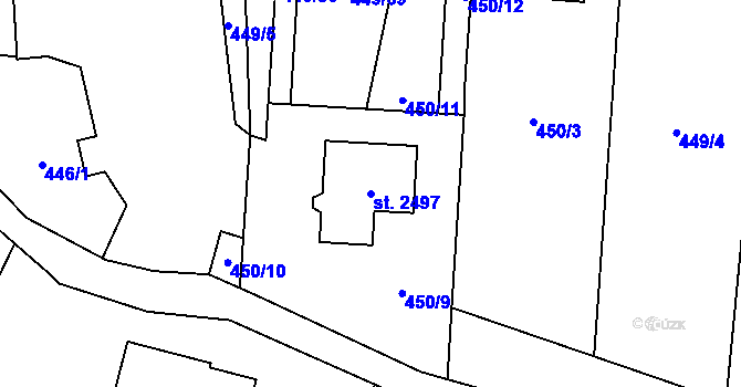 Parcela st. 2497 v KÚ Třebechovice pod Orebem, Katastrální mapa