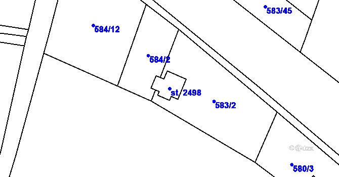 Parcela st. 2498 v KÚ Třebechovice pod Orebem, Katastrální mapa