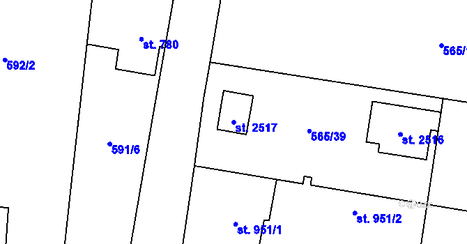 Parcela st. 2517 v KÚ Třebechovice pod Orebem, Katastrální mapa
