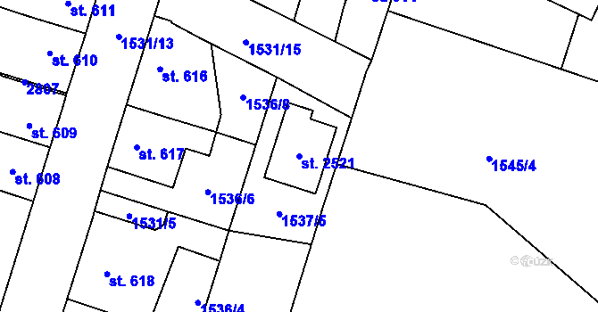 Parcela st. 2521 v KÚ Třebechovice pod Orebem, Katastrální mapa