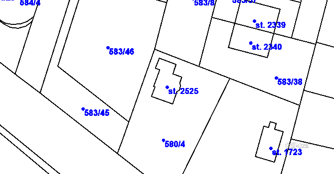 Parcela st. 2525 v KÚ Třebechovice pod Orebem, Katastrální mapa