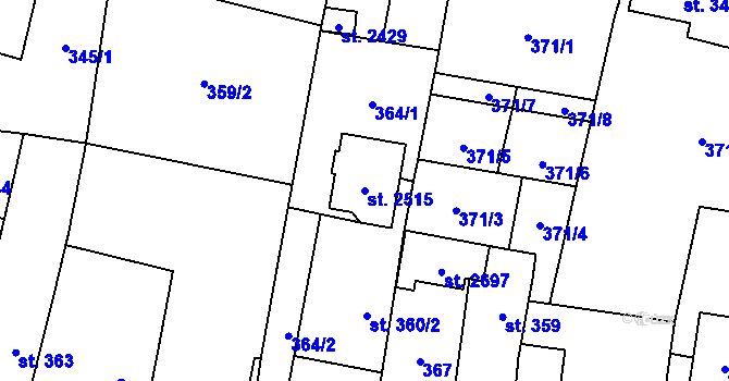 Parcela st. 2515 v KÚ Třebechovice pod Orebem, Katastrální mapa