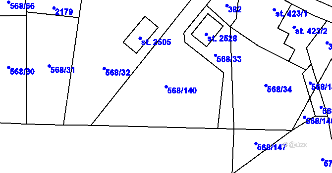 Parcela st. 568/140 v KÚ Třebechovice pod Orebem, Katastrální mapa