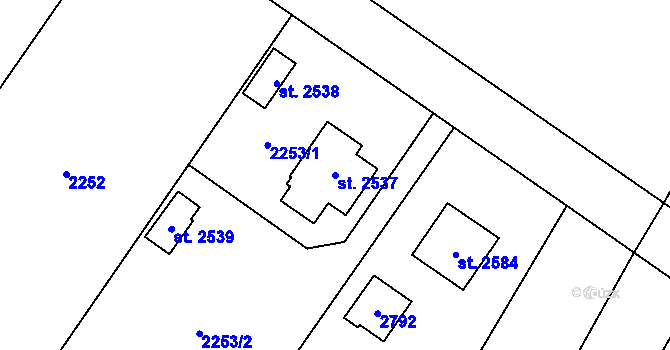 Parcela st. 2537 v KÚ Třebechovice pod Orebem, Katastrální mapa
