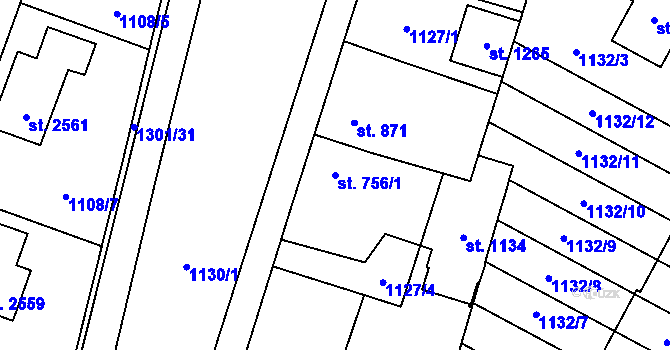 Parcela st. 756/1 v KÚ Třebechovice pod Orebem, Katastrální mapa