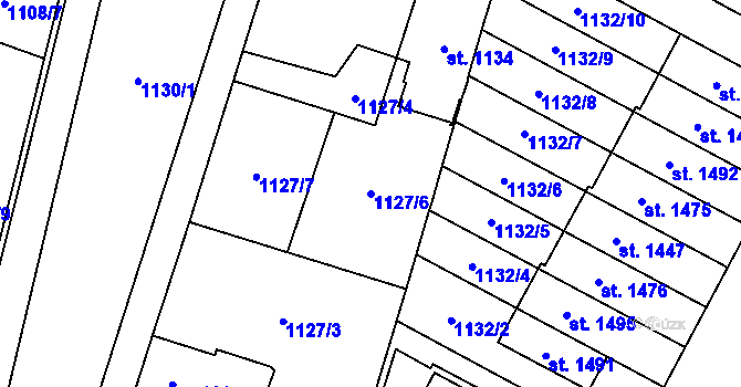 Parcela st. 1127/6 v KÚ Třebechovice pod Orebem, Katastrální mapa