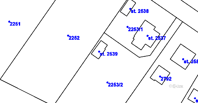 Parcela st. 2539 v KÚ Třebechovice pod Orebem, Katastrální mapa