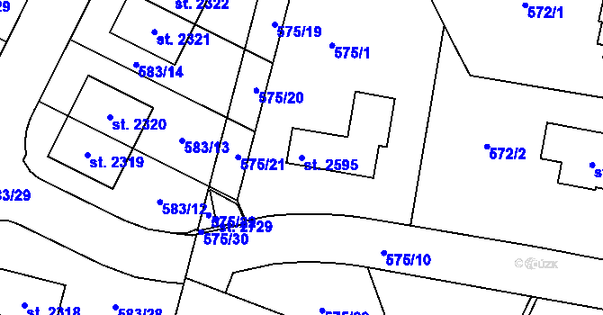 Parcela st. 2595 v KÚ Třebechovice pod Orebem, Katastrální mapa