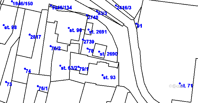 Parcela st. 2690 v KÚ Třebechovice pod Orebem, Katastrální mapa