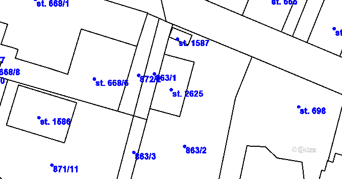 Parcela st. 2625 v KÚ Třebechovice pod Orebem, Katastrální mapa