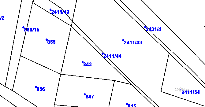 Parcela st. 2411/44 v KÚ Třebechovice pod Orebem, Katastrální mapa