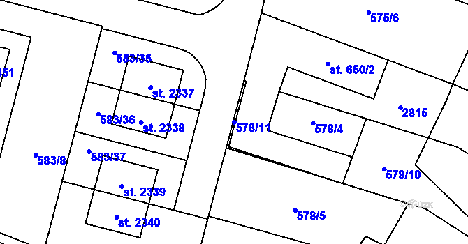 Parcela st. 578/11 v KÚ Třebechovice pod Orebem, Katastrální mapa