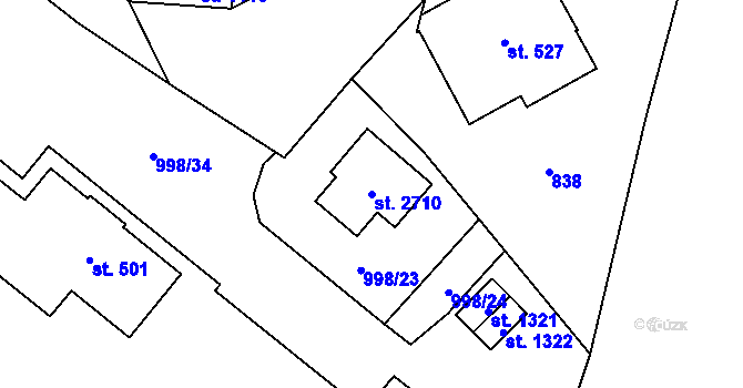 Parcela st. 2710 v KÚ Třebechovice pod Orebem, Katastrální mapa