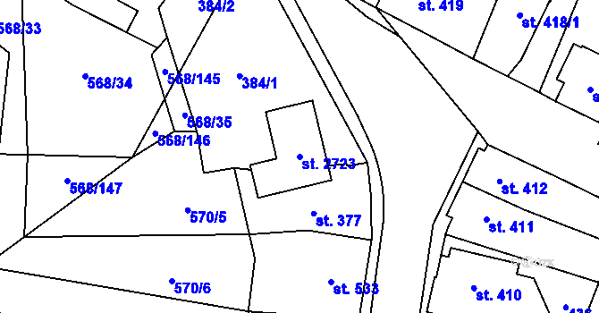 Parcela st. 2723 v KÚ Třebechovice pod Orebem, Katastrální mapa