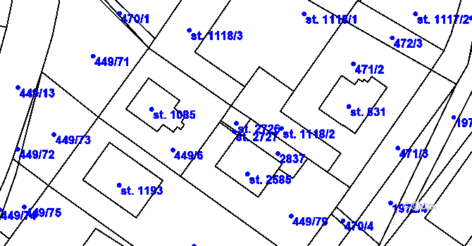 Parcela st. 2726 v KÚ Třebechovice pod Orebem, Katastrální mapa