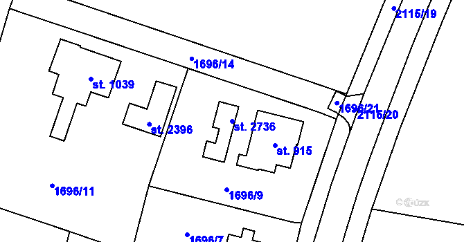 Parcela st. 2736 v KÚ Třebechovice pod Orebem, Katastrální mapa
