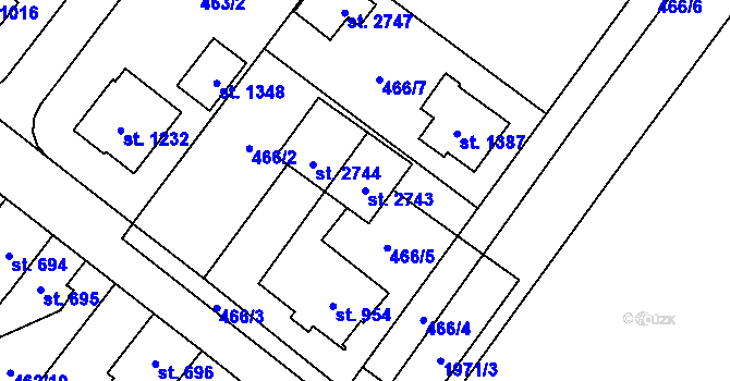 Parcela st. 2743 v KÚ Třebechovice pod Orebem, Katastrální mapa