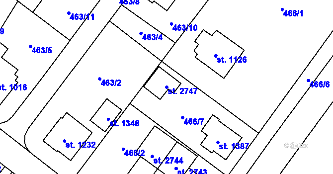 Parcela st. 2747 v KÚ Třebechovice pod Orebem, Katastrální mapa