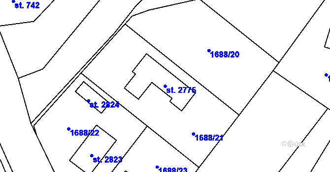 Parcela st. 2775 v KÚ Třebechovice pod Orebem, Katastrální mapa