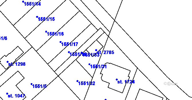 Parcela st. 2785 v KÚ Třebechovice pod Orebem, Katastrální mapa