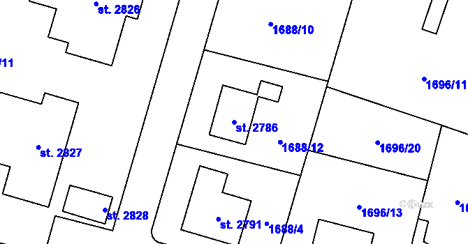 Parcela st. 2786 v KÚ Třebechovice pod Orebem, Katastrální mapa
