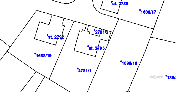 Parcela st. 2793 v KÚ Třebechovice pod Orebem, Katastrální mapa