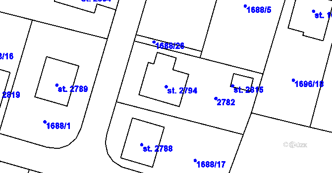 Parcela st. 2794 v KÚ Třebechovice pod Orebem, Katastrální mapa