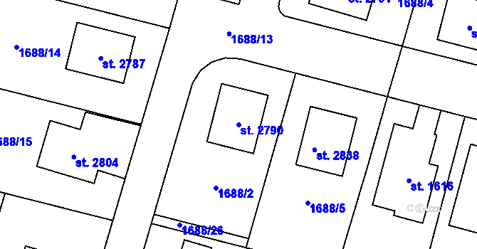 Parcela st. 2790 v KÚ Třebechovice pod Orebem, Katastrální mapa