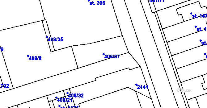 Parcela st. 408/37 v KÚ Třebechovice pod Orebem, Katastrální mapa